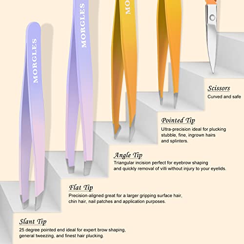 MORGLES Tweezers Set 9 Pcs Colorful Nail Clipper Kit with Case for Grooming - color: A-multicolored