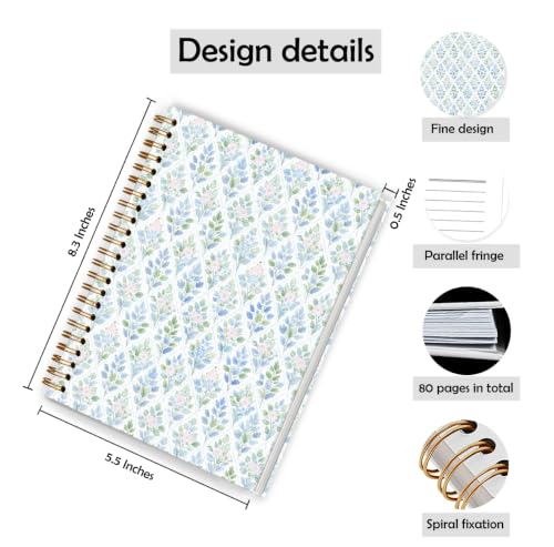 Qykwz Cottagecore Pastel Floral Spiral Notebook 5.5x8.3 - color: Color_M