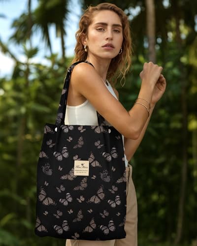 Miss Adola Corduroy Tote Bag for Women Cute Design - color: Dark Butterfly