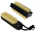 NewFerU Wooden Nail Brush Cleaner Black with 100% Natural Boar Bristles - color: Black Two-sided + With Rope
