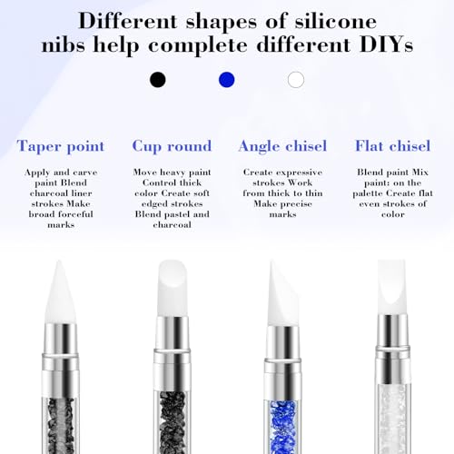 3PCS Silicone Nail Brush, Dual Tipped Nails Carving Tool, Rhinestone Nail Art Sculpture Pen, Nail Design 3D Nail Gel Art Tools for Sculpting Gel Shaping Nail Foil Drawing