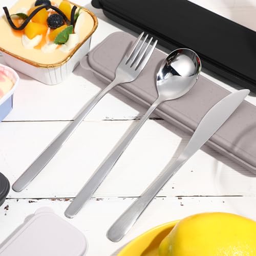 Yinkin 4 Pack Travel Silverware Set with Case for Lunch,Black - color: Black