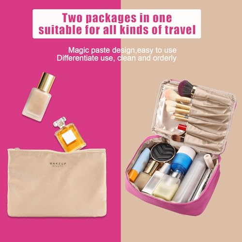 Queboom Travel Makeup Bag Cosmetic Bag Toiletry Bag for Women & Men, Rosy - color: Rosy-1pcs