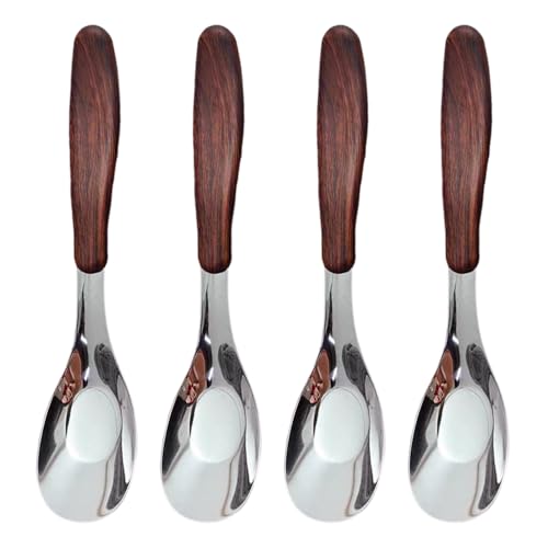 Ouliget Square Head Spoons, Korean style Square Sugar Spoon,Thick Heavy Stainless Steel Soup Spoons Table Spoons Dinner Spoons with Wooden Handle,7.1 Inch,Set of 4 - size: 7.1 inches, Set of 4, Square Head