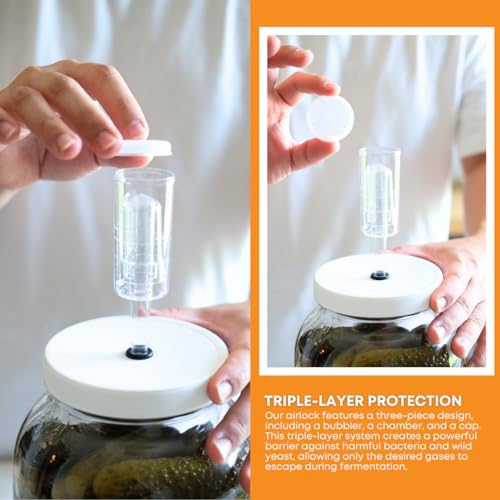 FastRack 1 Gallon Mason Jar Wide Mouth & Twin Bubble Airlock for Fermentation, Pickling, Brewing & Dry Storage – BPA-Free One Gallon Glass Jar with Lid