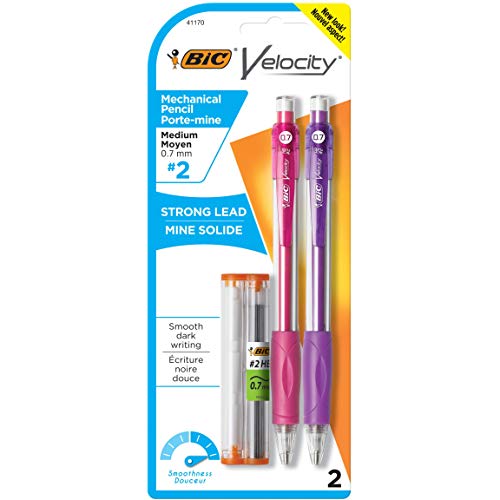 BIC Velocity Mechanical Pencils, 2-Count Pack, Medium Point, 0.7mm - size: 2 Count (Pack of 1)