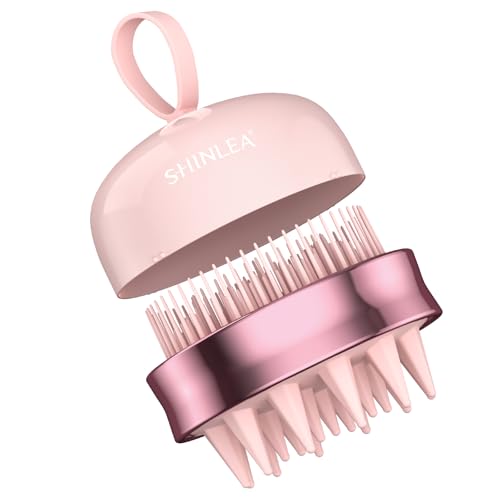 SHINLEA 2 in 1 Scalp Massager Hair Growth,Scalp Scrubber with Soft Silicone Bristles for Dandruff Removal,Shampoo Brush for Exfoliation,Head Massager for Both Wet and Dry Use (Pink) - color: Pink