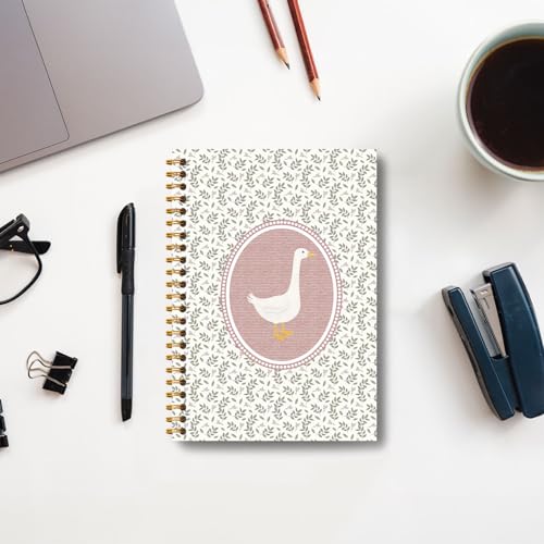 Guymn Vintage Pink Floral Goose Notebook, Cottagecore Botanical Goose Journal for Kids Girls, Geese Animal Lover Gifts Hardcover Spiral Notebooks Journals 5.5x8.3 Inch - color: Section 16