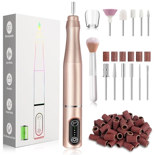 TUOBEO Cordless Nail Drill Electric Nail File Kit, Rechargeable Efile Set - color: Gold