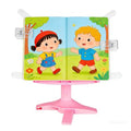 Book Stand for Desk, Kids Book Stand Adjustable Shelf Thick Base Foldable Riser Holder, Portable Desktop with Elastic Page Clips Gift for Children (Pink) - color: Pink