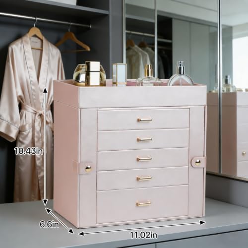BOOVO Large Jewelry Boxes For Women (Rose Gold, 6 Layer) - color: Rose Gold, size: 6 Layer