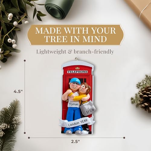Personalized London Ornament 2026 for Honeymooners, Vacation Souvenir - color: Red England