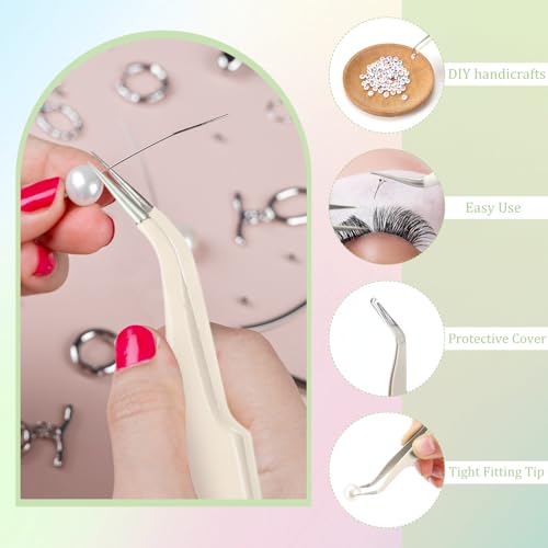 Honoson 9 Pcs Curved Pointed Craft Tweezers Precision Tweezer,Gradient Pink - color: Gradient Pink