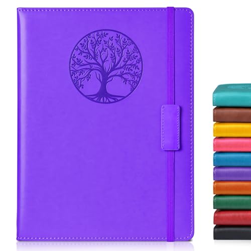 Biuwory B5 Leather Journal Notebook, 256 Lined Pages, Hardcover 7.8"×10.2" - color: Purple, size: Lined-256 Pages (7.8"×10.2")