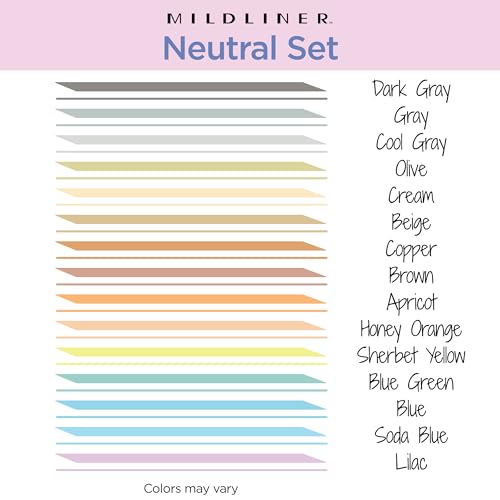 Zebra Pen MILDLINER Highlighter, Neutral Vintage Colors, Dual Tip, 15-Pack - color: Neutral Vintage E, size: 1 Count (Pack of 15)