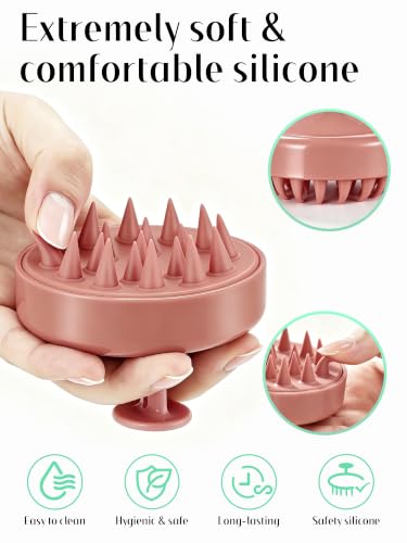 HEETA Scalp Massager Hair Growth Scrubber for Dandruff Removal Hair Care - color: Terracotta