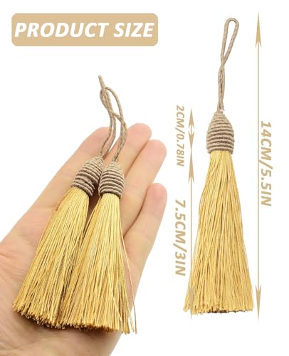 50 Pieces Tassel Bookmark with Loop,Tassels for Crafts,Decorative Tassel for Keychain Jewelry Making Curtain Blanket Graduation Decoration Wedding Favors (Dark Gold) - color: Dark Gold
