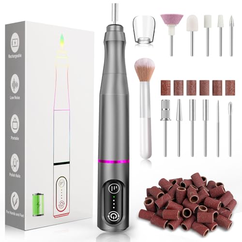 TUOBEO Cordless Nail Drill Electric Nail File Kit, Rechargeable Efile Set - color: Gray