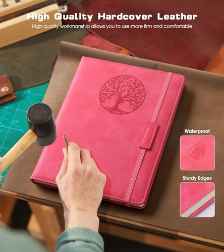 Biuwory Leather Journal Notebook, 256 Thick Lined Pages, Hardcover 8.6"×11" - color: Pink, size: Lined-256 Pages (8.6"×11")