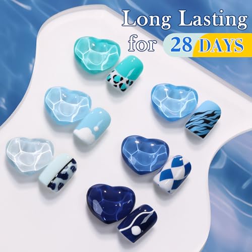 Double Rhythm 6 Pcs 15 ML Gel Polish Set Same Color Same Bottle Soak Off Gel Polish Kit Nail Art Manicure Salon DIY at Home for Women (Light Blue Dark Navy Teal-T6-14) - color: Navy Blue