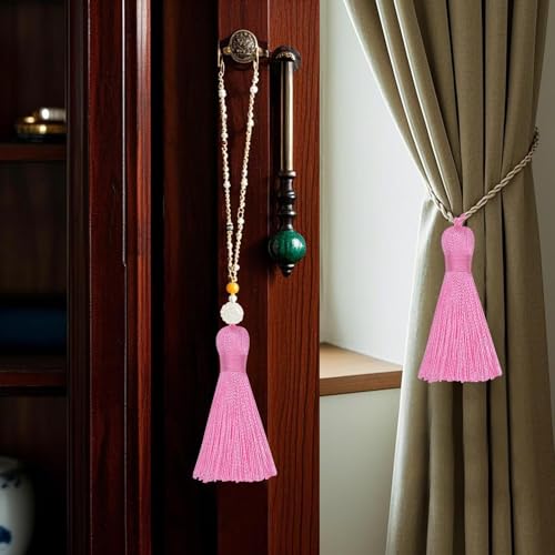 20Pcs 4.3 Inch Silky Mini Craft Tassels for Earrings, Souvenir(Pink) - color: Pink