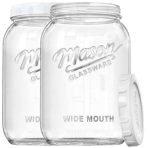 2 Pack Wide Mouth Mason Jars with Airtight Lid and Silicone Gasket - size: 1 Gallon/2 Pack