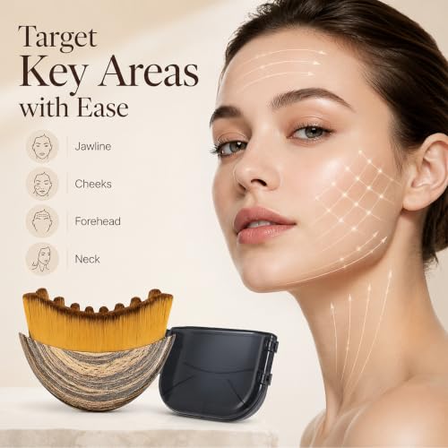 Lymphatic Contour Face Brush, Manual Lymphatic Drainage Massager, Ergonomic Facial Cleansing Brush with Durable Soft Bristles, Helps Relieve Fatigue