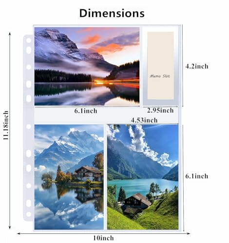 100 Pack Photo Sleeves Holds 600 4"x6" Photos, Clear Photo Page Protector for 3 Ring Binder, Double-Sided Photo Album Refill Pages Photo Pockets Photo Sleeves (4" X 6") - size: 4" X 6"