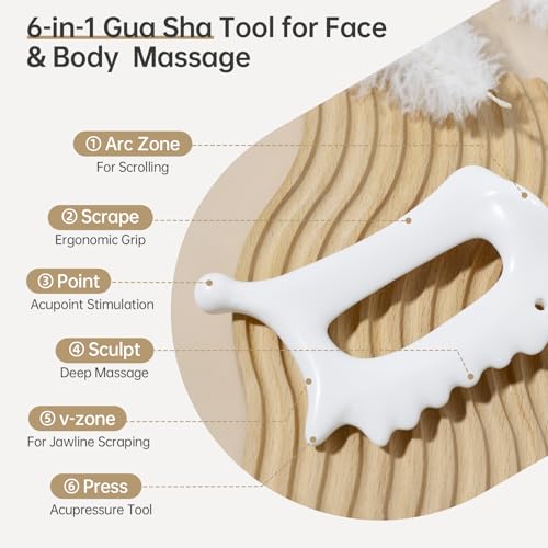Body Gua Sha Tool,6-in-1 Gua Sha Facial Tools for Lymphatic Drainage