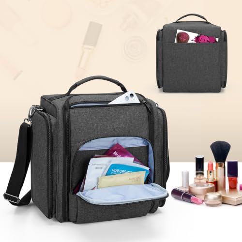 BAFASO Makeup Bag Cosmetic Bag with 4 Inner Removable Pouches, Black - color: Black