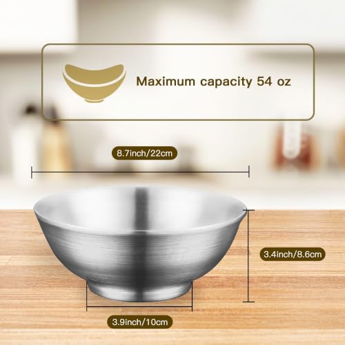 IMEEA 54 Oz Ramen Bowls Stainless Steel Double Wall Soup Bowls, Set of 2