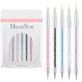MelodySusie 5 Pcs Nail Art Liner Brushes Dual Dotting Pen Set #5#7#9#11#14 - color: Pink, Black, blue, White, Purple, size: 5