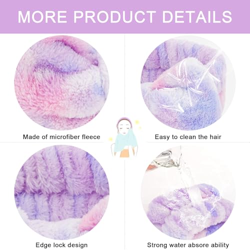 CIEHER 12 PCS Makeup Headband for Women Wrist Washband Scrunchies Cuffs for Washing Face, Soft Bow Hair Band Matching Wristbands, Colorful & White DIY Spa Headband Coral Fleece - color: Colorful, White