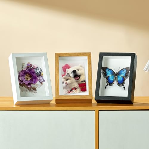 4x6 Small Shadow Box Picture Frame with Real Glass and Linen Back - color: Black + Thickened Panel + Foam Packaging, size: 4x6