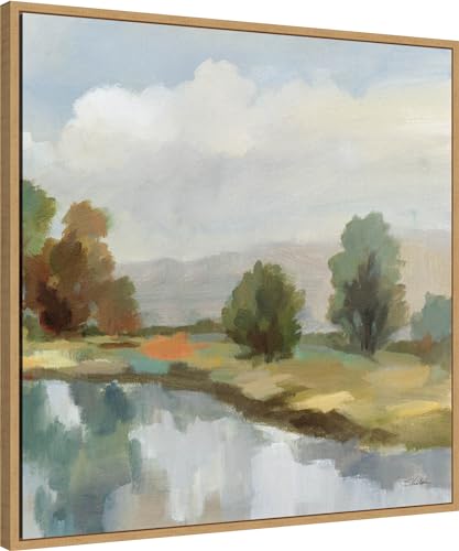 Amanti Art Framed Canvas Wall Art 30x30 River and Clouds III by Silvia Vassileva, Framed Wall Art Canvas, Landscapes Artwork, Modern Decor, Large Poster Painting for Living Room, Bedroom, Bathroom, - color: Sylvie Natural, size: 30"L x 30"W