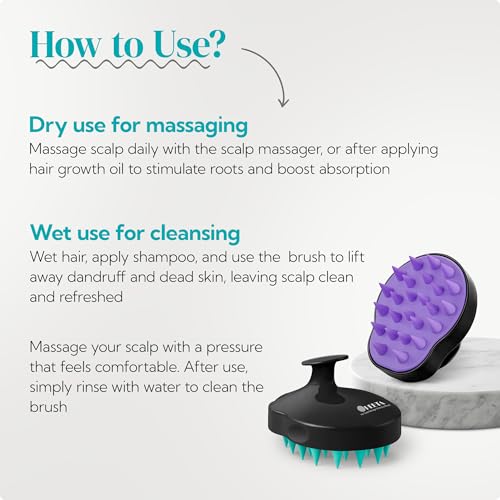 HEETA 2-Pack Large Scalp Massager Scrubber Shampoo Brush for Hair Growth - color: Turquoise & Purple