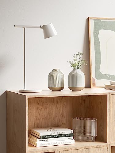 Small Boho Vase for Decor,Rustic Farmhouse Vase for Pampas Grass,Eucalyptus Set and Tiny Stem Flowers,Ceramic for Centerpieces, 5.3 Inch,Wave-Arctic White - color: Wave