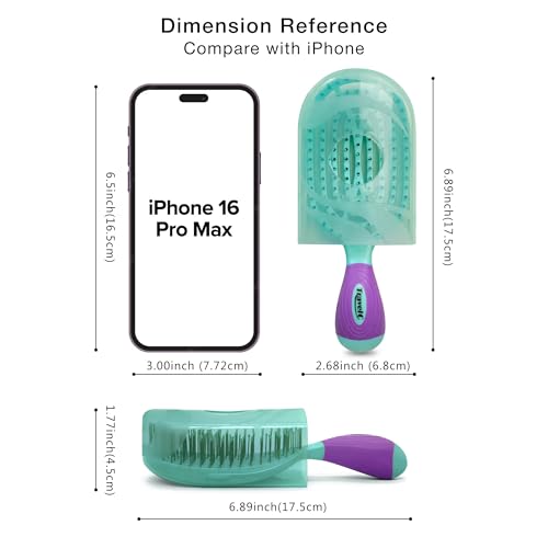 NuWay® TravelC® Scalp Care Hair Brush with Patented Travel Case – Vented Hair Brush for Scalp Massage, Blow-Dry Styling, Wet & Dry Hair, All Hair Types (Turquoise) - color: Turquoise