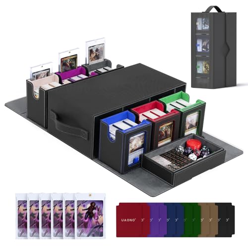 UAONO MTG Commander Deck Box, 6-Deck Modular TCG Deck Case with Dice Tray - color: Multicolour