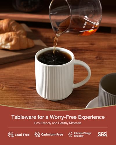 famiware Coffee Mug Set of 4, Star 12 oz Ceramic Mugs Cups Set with Handle - color: Star-Matte White, size: 4 Count (Pack of 1)