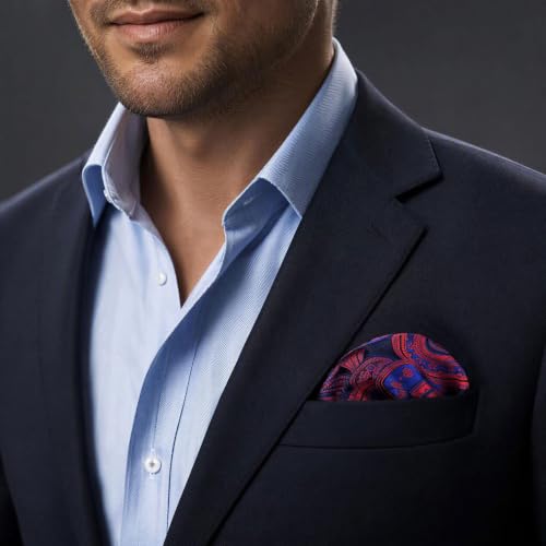 S&W SHLAX&WING Mens Pocket Square Paisley Multicolor Large for Business Wedding - color: Ch12