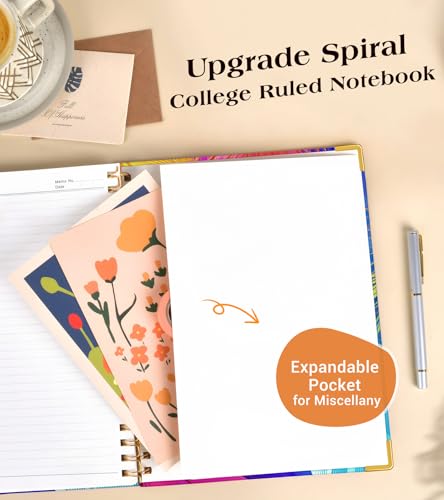 Lined Spiral Notebook Journal for Women, 150 Pages Cute Notebooks 5.75” x 8.38”, A5 Hardcover Spiral Journals with 100 GSM Thick Paper, College Ruled Notebook for Writing Work School, Colorful Feather - color: Colorful Feather