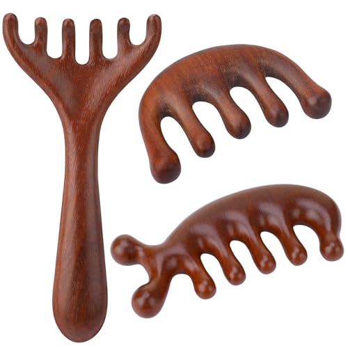 ProSuites 3 Pcs Wooden Head Scalp Massager Comb, Head Massage Tool for Relaxation Hair Gua Sha Comb for Mother,Gaughter,Wife - style: Massager-A