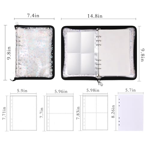 MUDOR 4 in 1 Sticker Storage Organizer Binder,Collecting Book Album Holder - color: Black