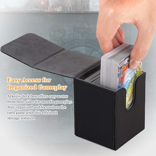 Arkeiliy MTG Deck Box 110+ Storage Sleeved Cards for Magic Commander - color: Black