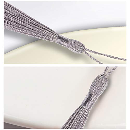 VAPKER 100 Pieces Silver Tassels 13cm/5-Inch Silky Handmade Soft Floss With 2-Inch Cord Loop for Jewelry Making, DIY Projects, Bookmarks - color: L:silver
