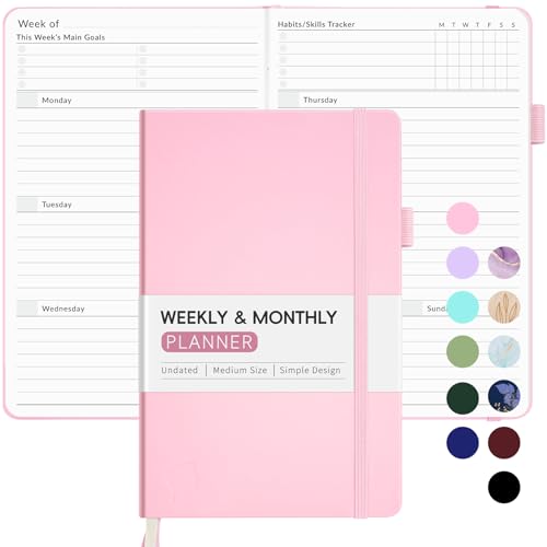 Undated Planner for 2026-2027, Forvencer Weekly Monthly Calendar Planner-A5 - color: Pink