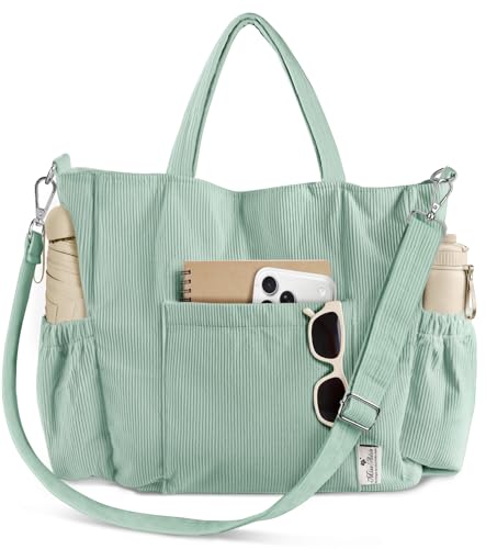 Miss Adola Corduroy Crossbody Tote Bag for Women - color: Bean-green