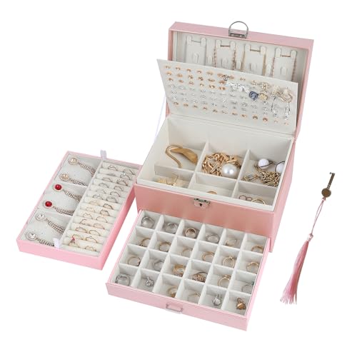BOOVO Large Jewelry Boxes For Women (rose gold) - color: Rose Gold, size: 5 layer