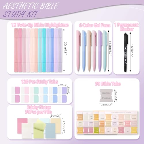 XKDOUS 44 Pcs Bible Study Supplies Journaling Kit, Bible Highlighters, Pale - color: Pale